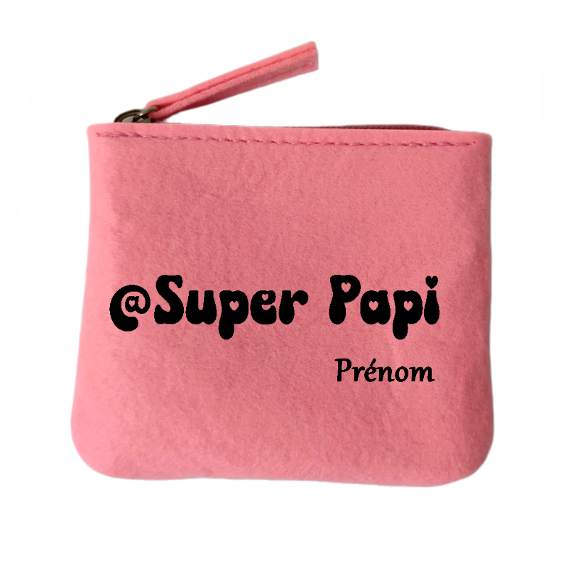 Porte monnaie personnalisé super papi en feutrine en feutrine
