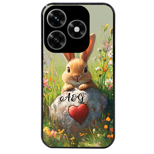 Coque noire taperso pour Honor X6B X5C X5C PLUS avec motif lapin et fleurs personnalisee protection antichoc personnalisée