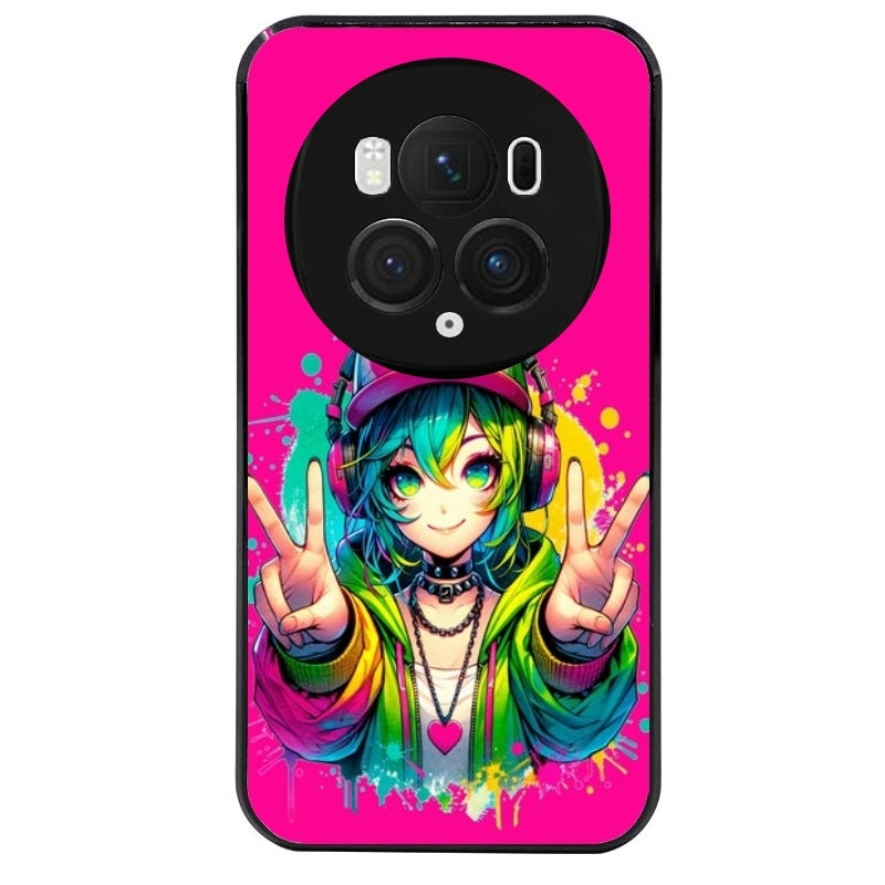 Coque noire taperso pour Magic 5 6 LITE et PRO avec motif anime manga et tag protection antichoc personnalisée