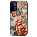 Coque noire taperso pour OPPO A54 et A74 5G avec motif bois et papillon 3 protection antichoc personnalisée