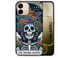Coque noire taperso pour OPPO A6 A6X 4G et 5G avec motif tete de mort drama queen protection antichoc personnalisée