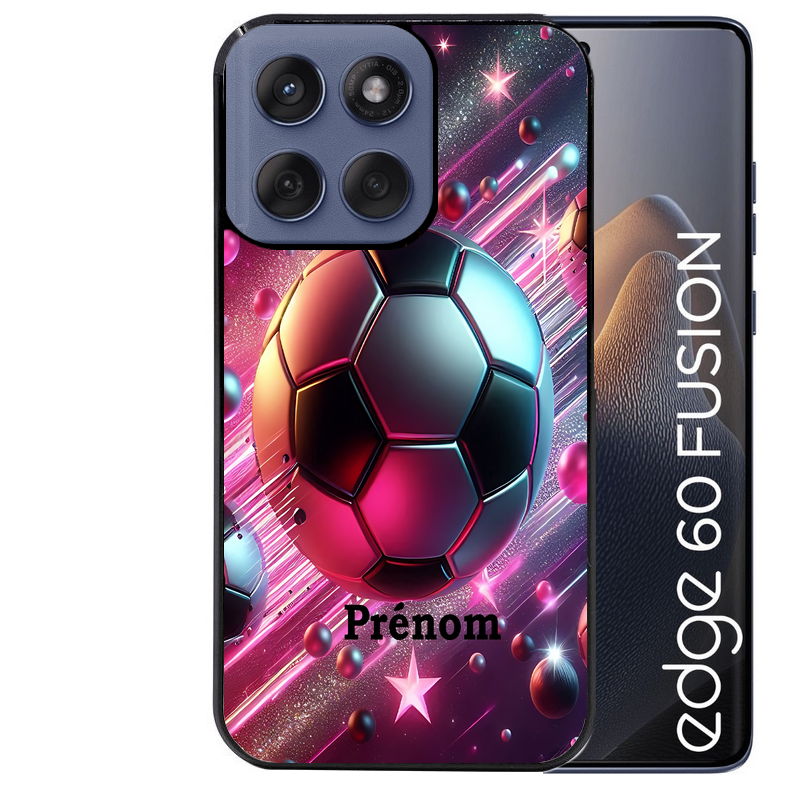 Coque noire taperso pour Moto Edge 60 et Neo Fusion Pro avec motif foot etoile personnalisee protection antichoc personnalisée