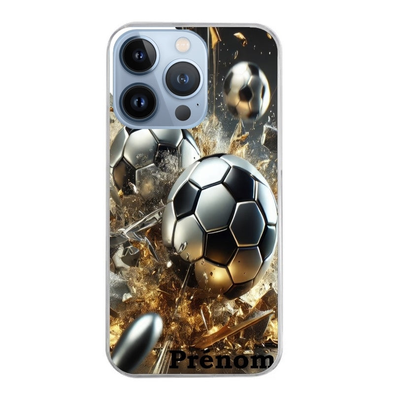 Coque taperso pour Iphone 12 et PRO MINI PRO MAX avec motif foot metal personnalisee protection antichoc personnalisée
