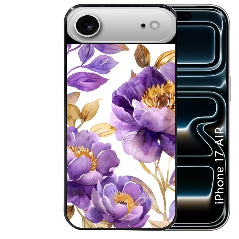 Coque noire taperso pour Iphone 17 17E AIR MAX PRO avec motif fleur pivoine protection antichoc personnalisée