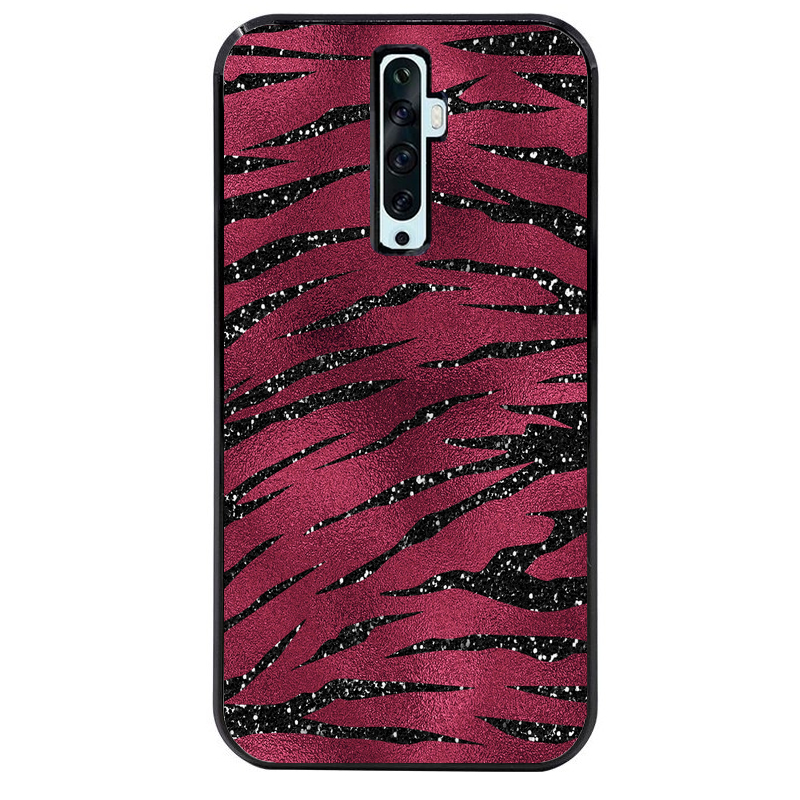 Coque noire taperso pour OPPO Reno 2 et 2Z avec motif zebre grenat protection antichoc personnalisée