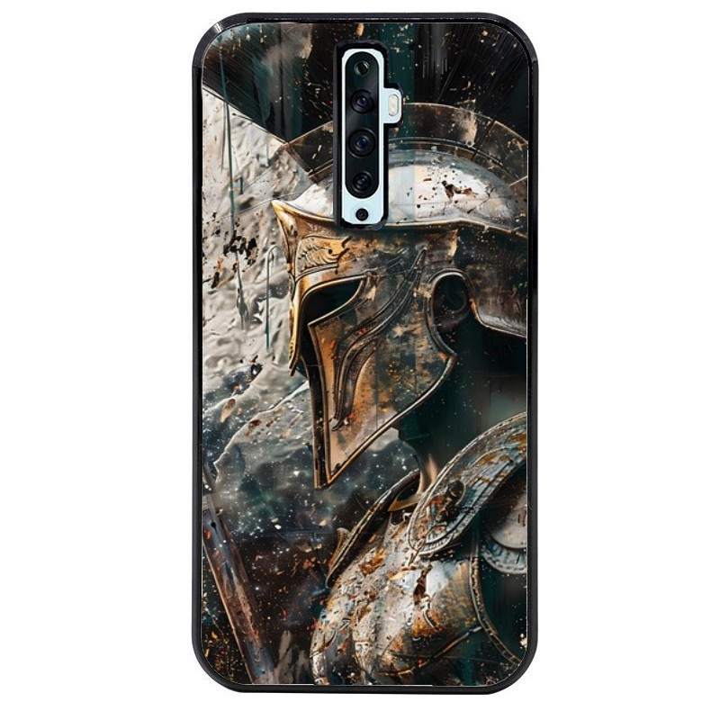 Coque noire taperso pour OPPO Reno 2 et 2Z avec motif spartan guerrier protection antichoc personnalisée