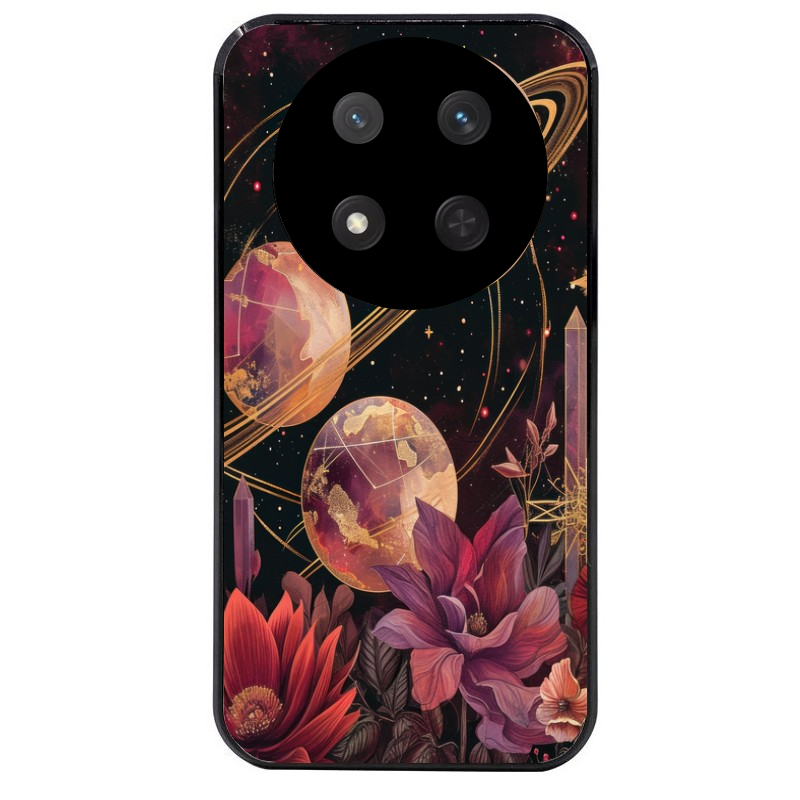 Coque noire taperso pour Magic 7 LITE et PRO avec motif astro et fleurs protection antichoc personnalisée