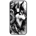 Coque noire taperso pour OPPO A5 A9 2020 avec motif loup dreamcatcher protection antichoc personnalisée